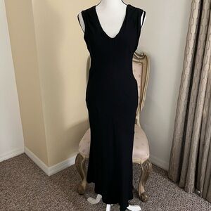 Raquel Allegra Classic Silhouette Style Black Cotton Sleeveless Maxi Dress. Sz 6